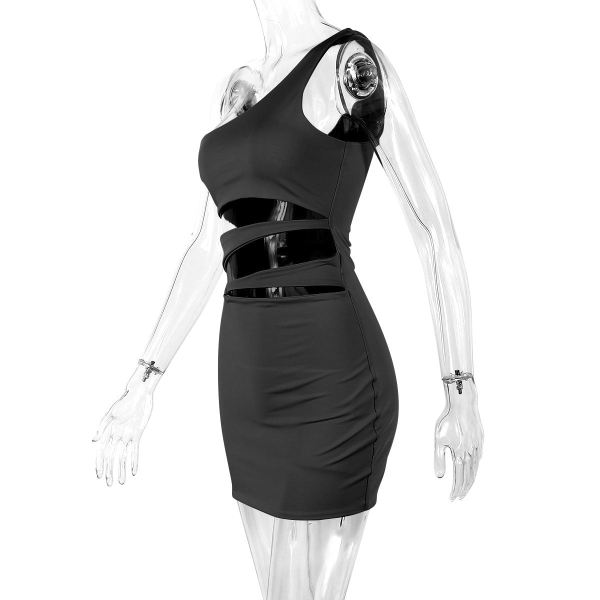 Women Clothing Summer Sexy One Shoulder Hollow Out Cutout Sheath Dress