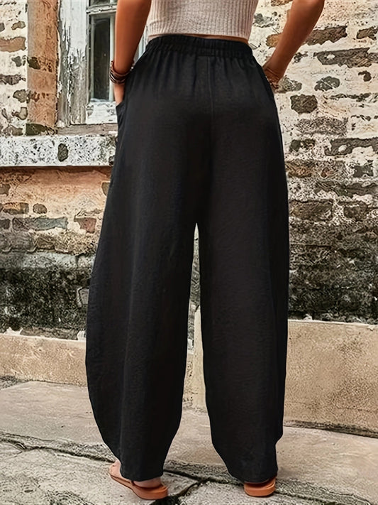 Women Clothing Pants Printed Pocket Women Casual Trousers Trousers With Elasticated Waist Trousers Outer Wear