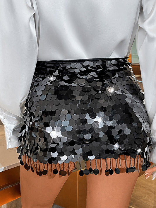Sexy Black Paillette Skirt Summer Women Clothing