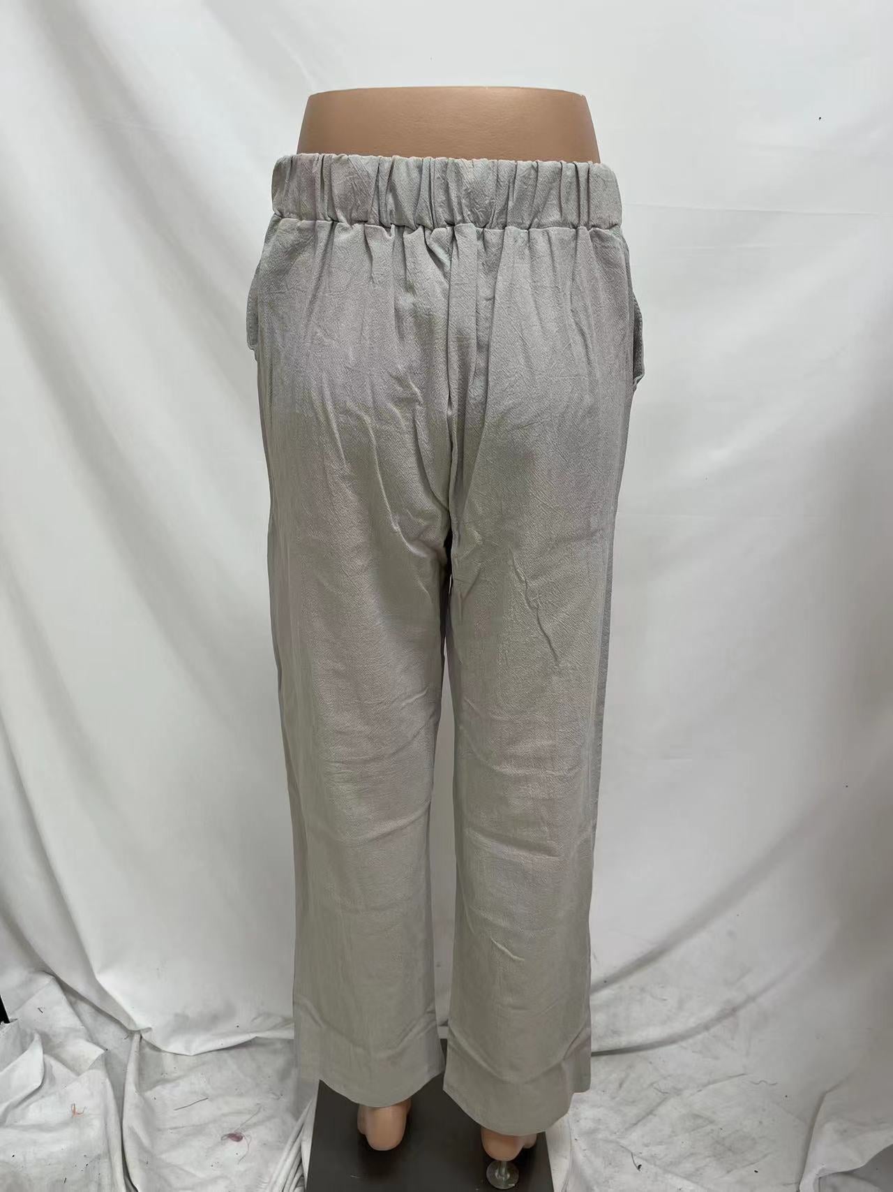 Summer Dried Shrimp Women Casual Elastic Straight Leg Trousers