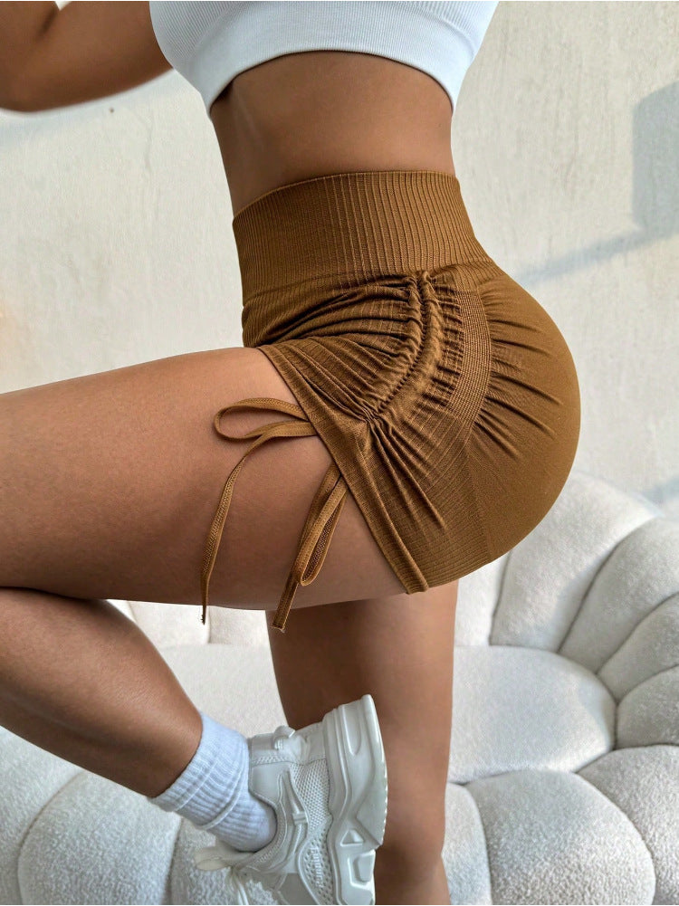 High Top Sports Yoga Pants Casual Fitness Tight Stretch Peach Hip Yoga Shorts
