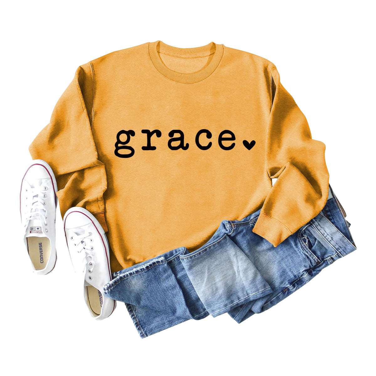 Yellow Sweater Black Font