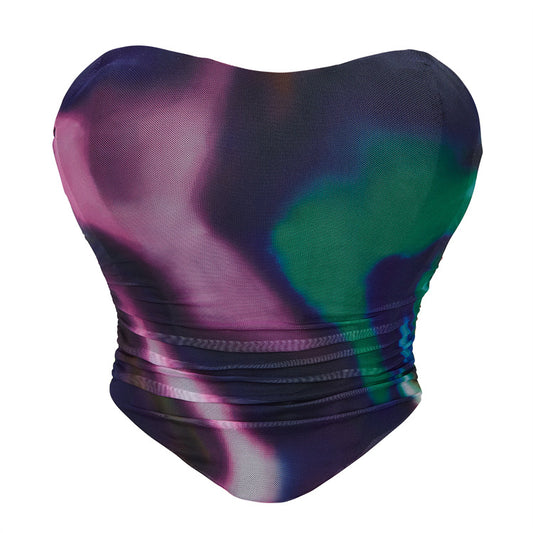 Colorful Breathable Mesh Elastic Tube Top Chest Support Sexy Top