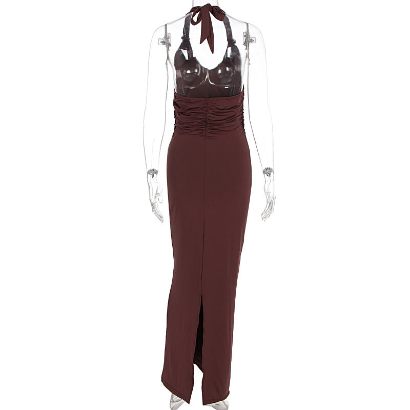 Women Clothing Summer Sexy V neck Slim Fit Tied Backless Sleeveless Dress