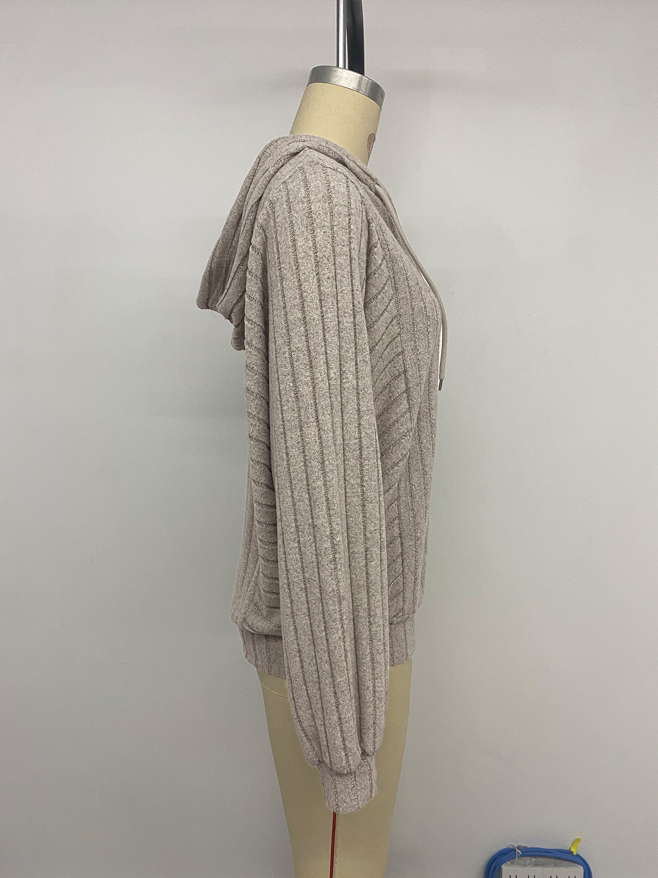 Inner Wear Home Casual Laid Sunken Stripe Hooded Solid Color Sweater Top