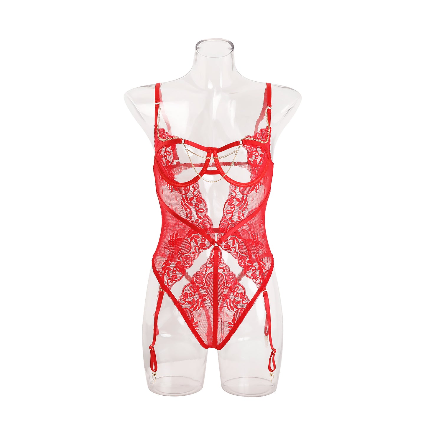 Sexy Lingerie Sexy Lace Chain Sling Temptation Hollow Out Cutout Jumpsuit Sexy