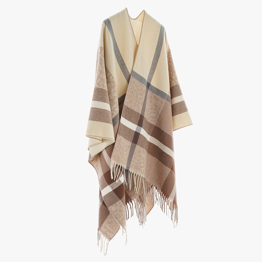 Arrival Shawl Women Plaid Shawl Cardigan Warm Tassel Outer Shawl