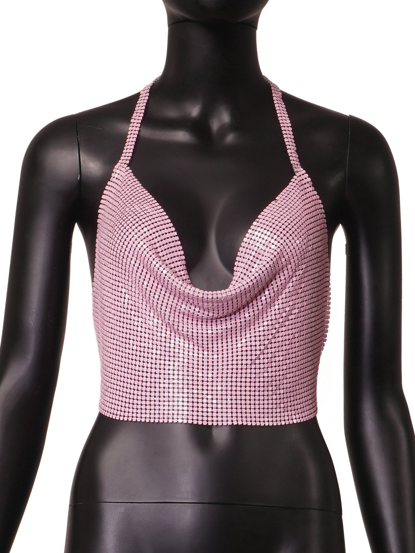 Fall Sexy Solid Color Metal Hollow Out Cutout Sling Women Top