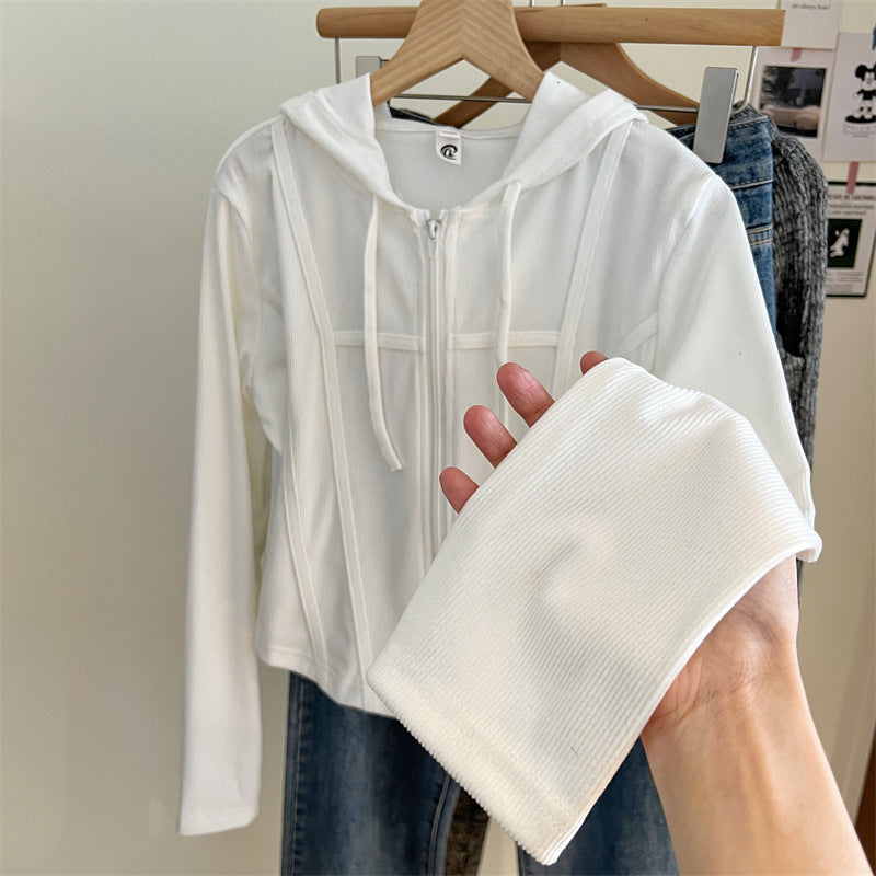 Autumn Winter Sweater Women Hooded Long Sleeve Short Cardigan Sexy Slim Fit Warm Jacket