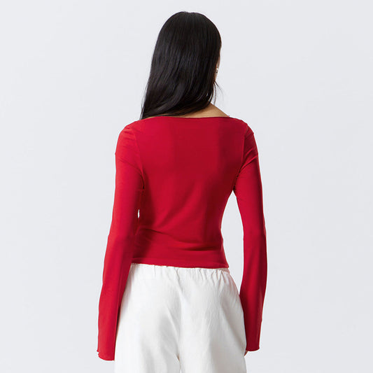 Women Clothing Summer Sexy Long Sleeve Elegant Slim Solid Color Bundle Top