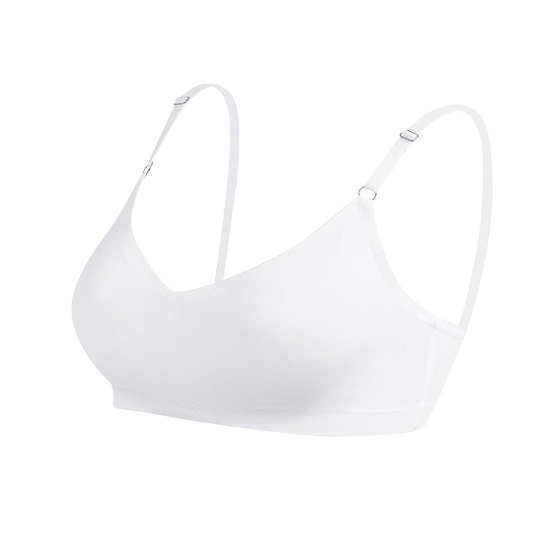 Seamless Bras Adjustable Double Shoulder Strap One Piece Thin without Chest Pad Gather Comfortably Women Underwear