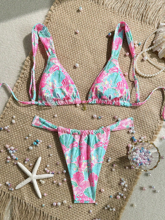 Swimwear Bikini Lace up Bikini Lady Simple Split Swimsuit Adjustable Shoulder Strap