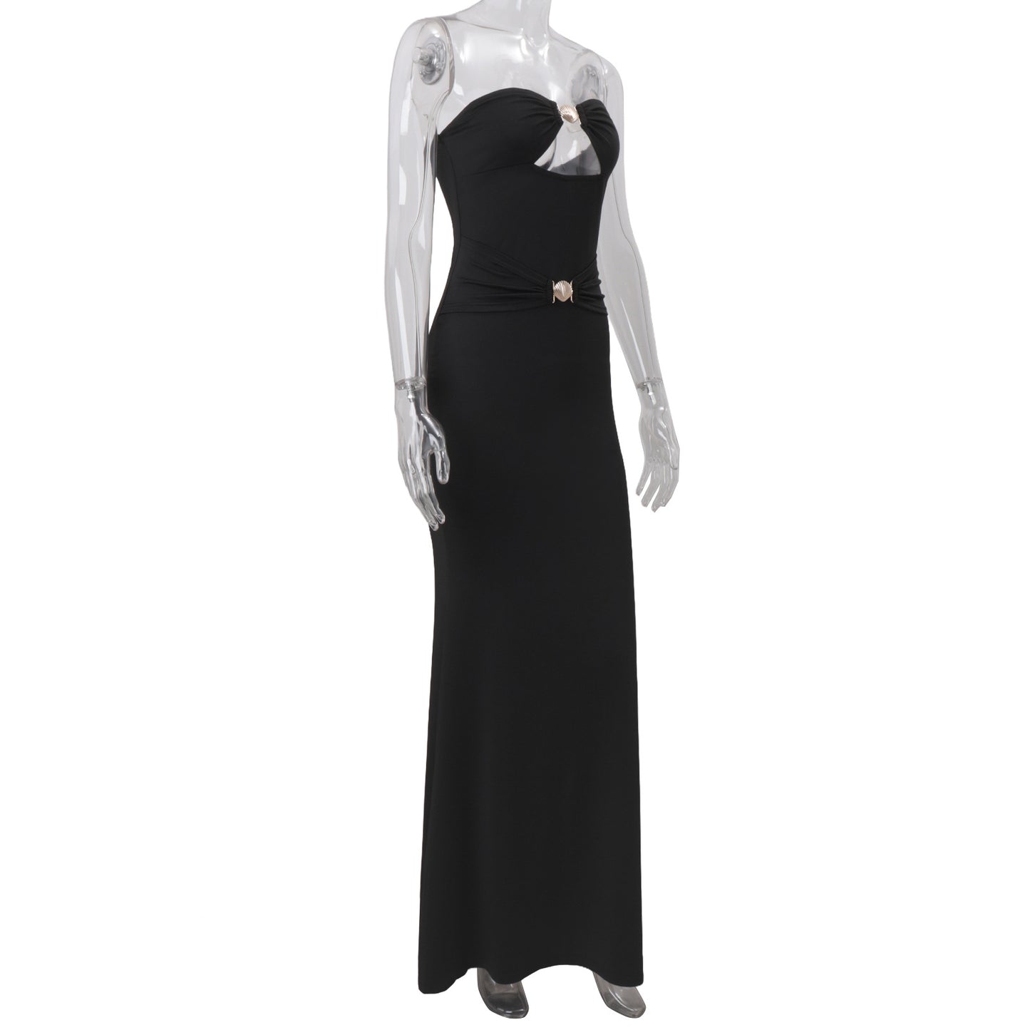 Fall Women Clothing Sexy Bandeau Elegant Solid Color High Waist Sheath Dress