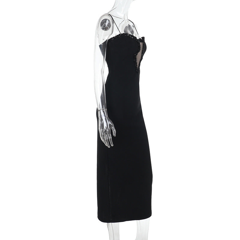 Sexy Suspender Dress Sexy Slim Vacation Real Knitted Tube Top Shiny Dress