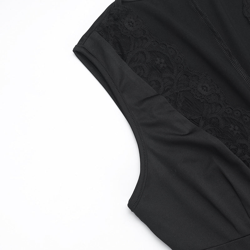 Fall Street Sexy V neck Lace One Piece Bell Bottom Pants