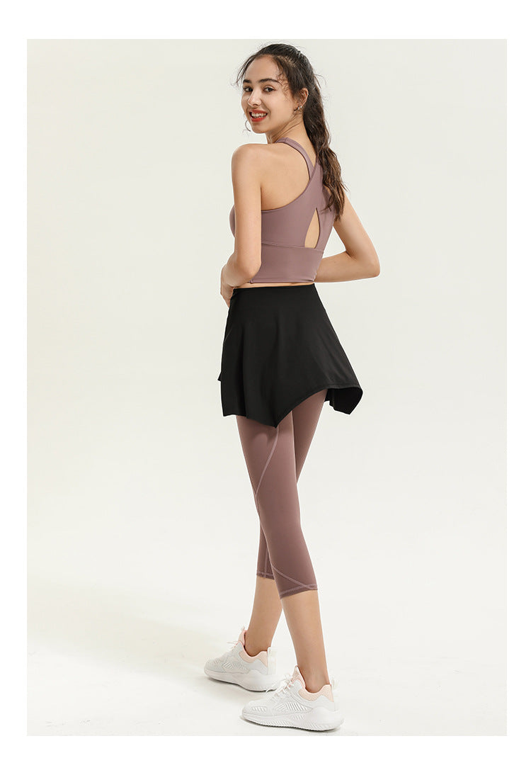 Sports Fitness Yoga One-Piece Skirt Thigh-Length Slimming Skirt Bandage Yoga Dance Ballet Skirt
