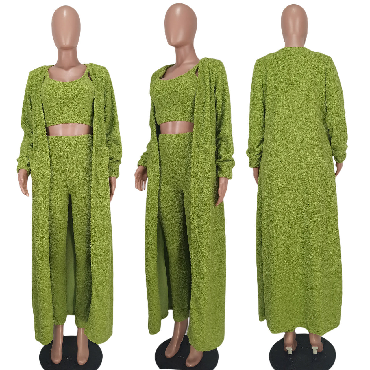 Women Clothing Sexy Strappy Cardigan Three Piece Set Women Clothing