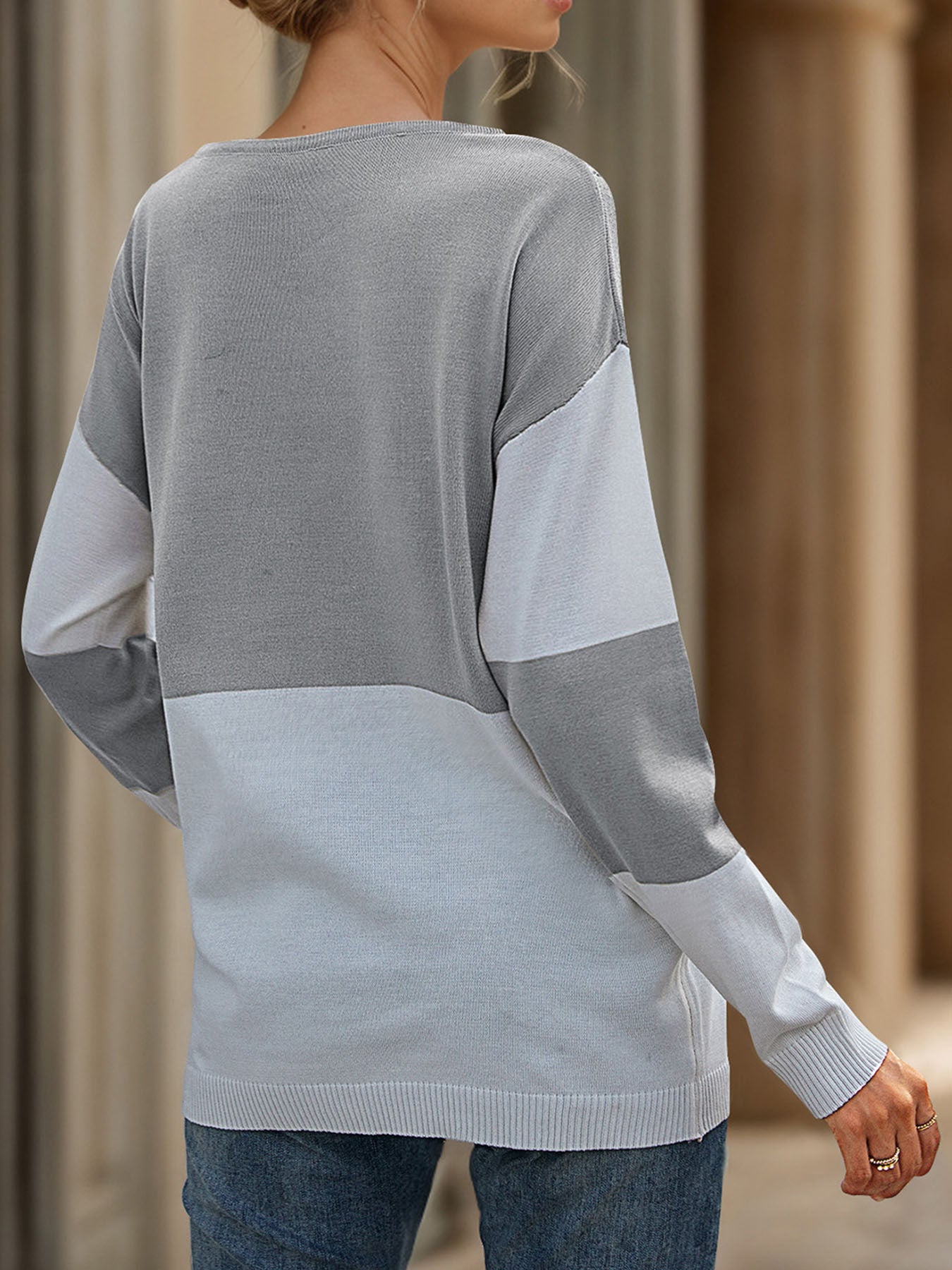 Loose Round Neck Base See through Mesh Knitted Sweater Women Casual Autumn