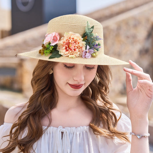 Summer Fisherman Hat Women French Woven Floral Hat Vacation Sun Hat Sun Hat