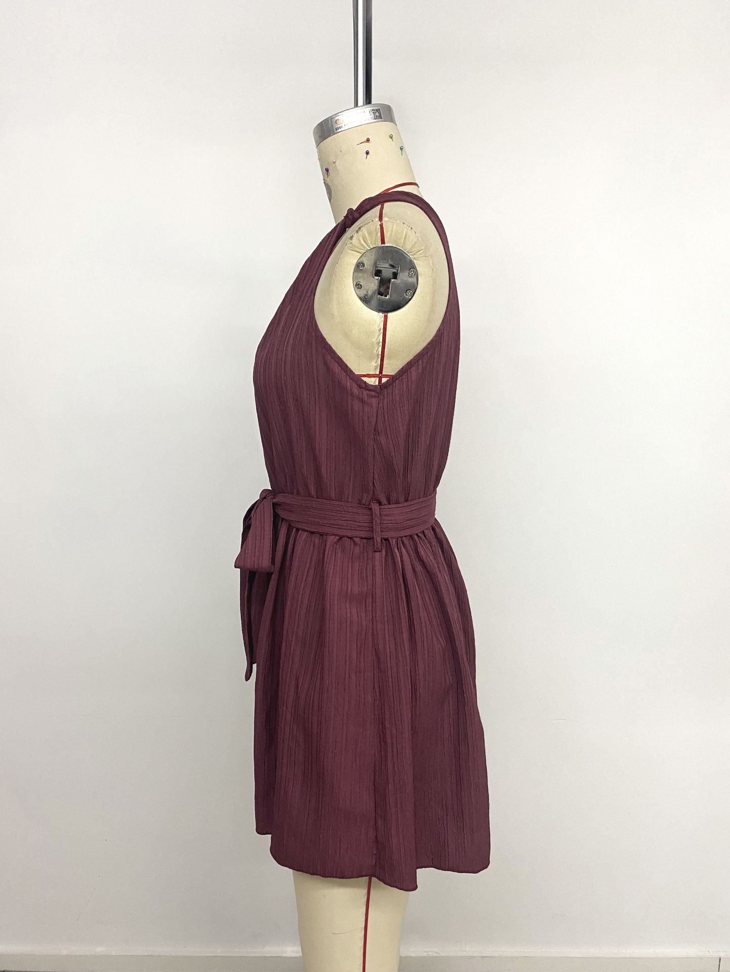 Casual Vacation Texture Solid Color One Shoulder Lace up Jumpsuit