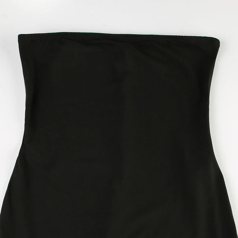 Women Clothing Solid Color Draping Tube Top Jumpsuit Waist Slimming Elegant Slim Fit Wide Leg Trousers