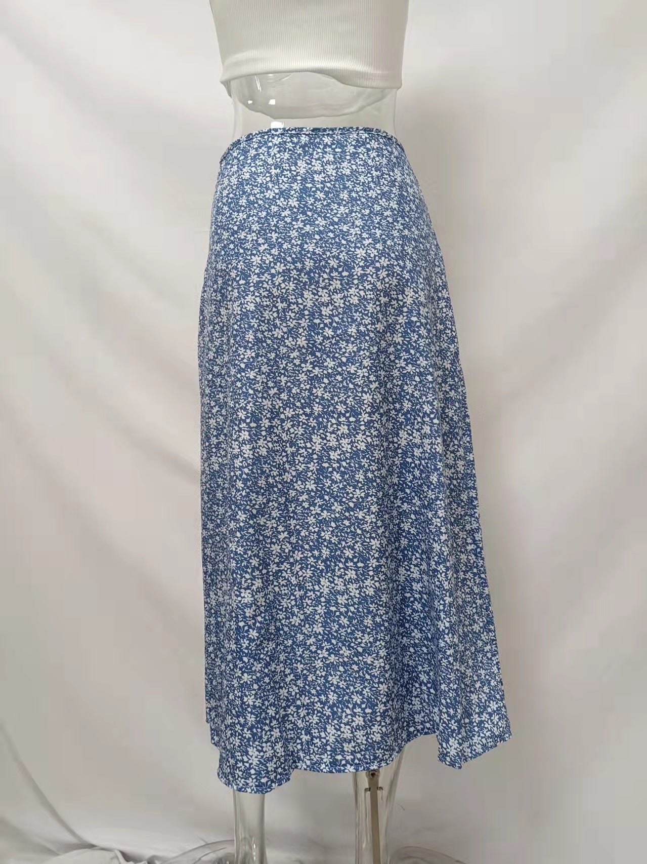 Summer Floral Skirt Split A- line Sheath Mid-Waist Skirt