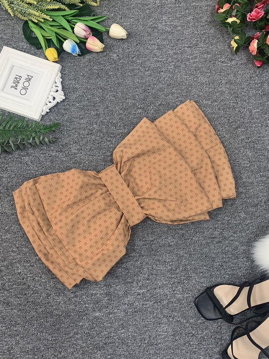Women Clothing Popular Sexy Printing Backless Tube Top Big Bow Top Summer