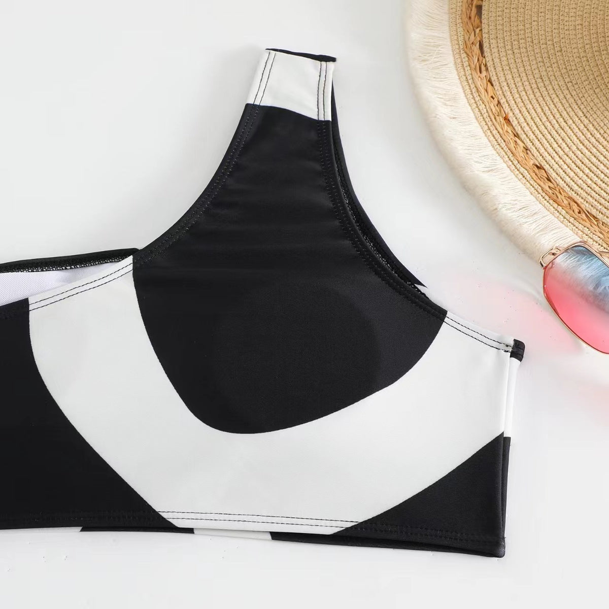 Retro Split Swimsuit Sexy One Shoulder Swimwear Chiffon Beach Skirt Set