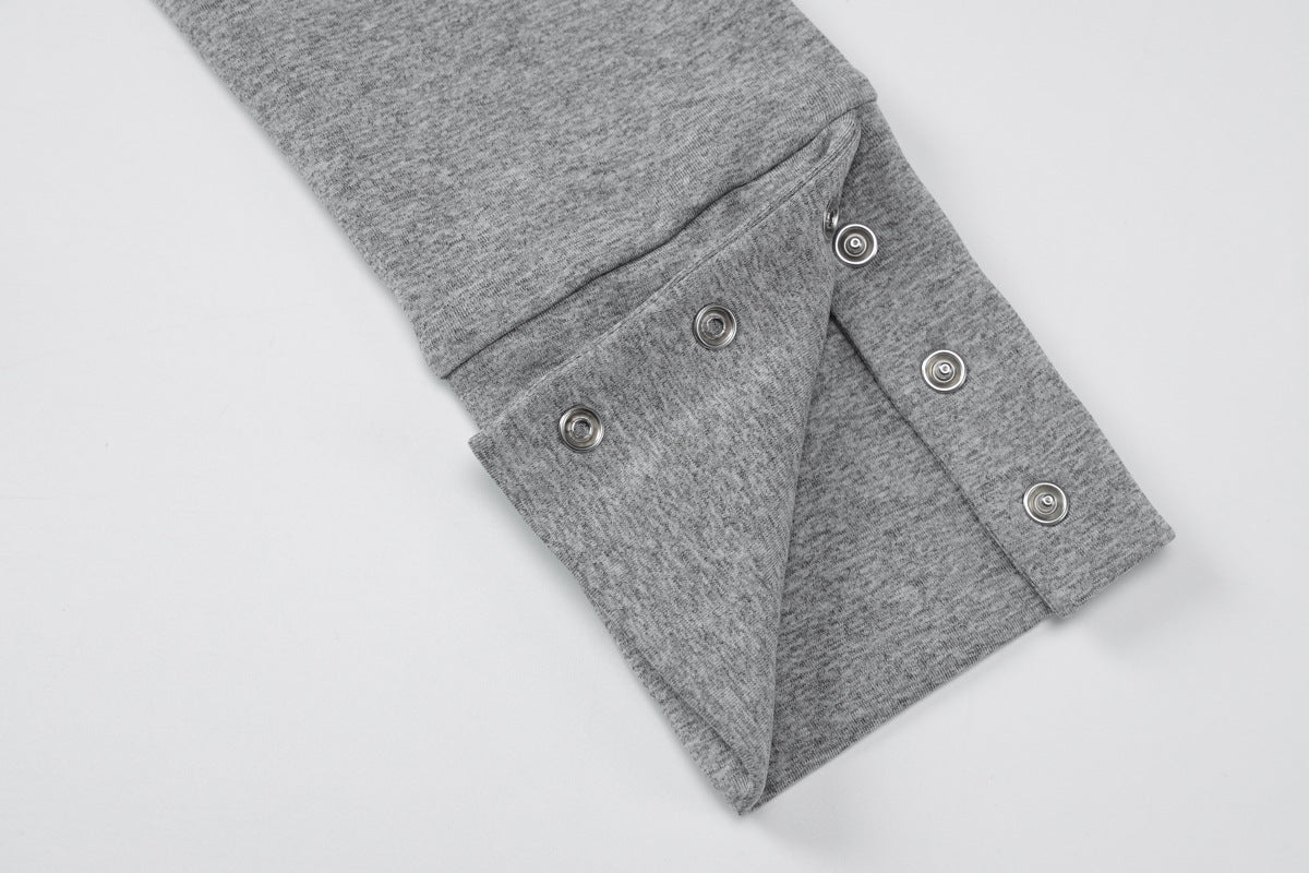 Cardigan Long Sleeve Button Top Autumn Slim Collared Knitted T shirt
