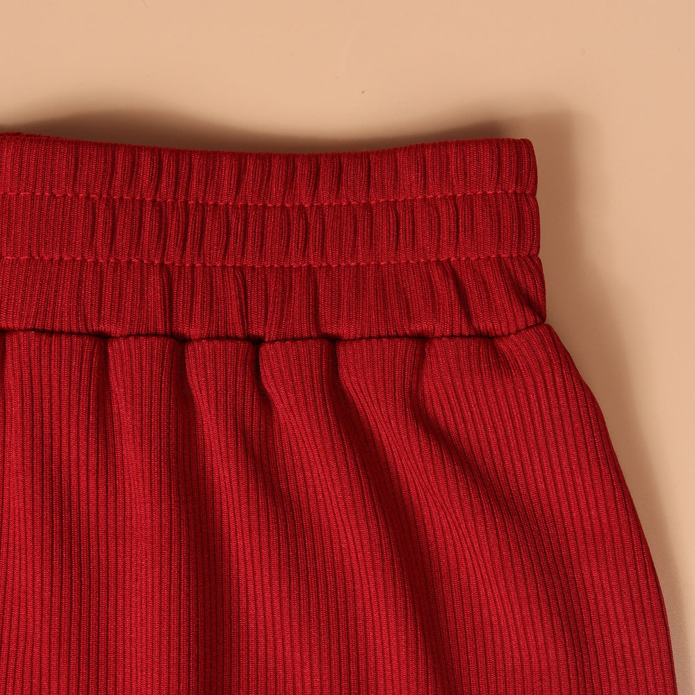 Summer Thread Knitted Stripe Camisole Shorts Two Piece Casual Suit