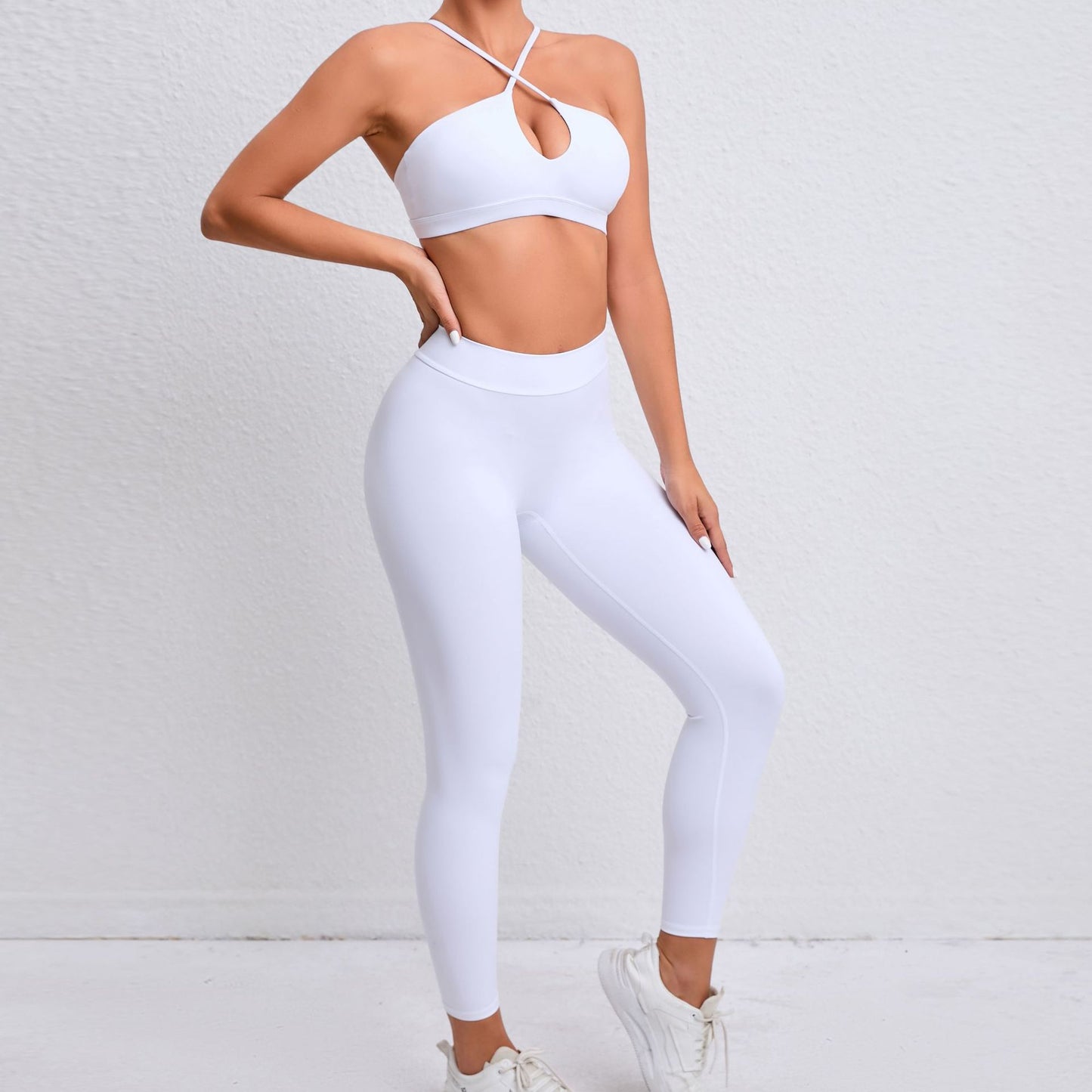 Nude Feel Yoga Clothes Cross Beauty Back Exercise Body Hugging Suit Running Breathable Quick Drying Fitness Two Piece Set
