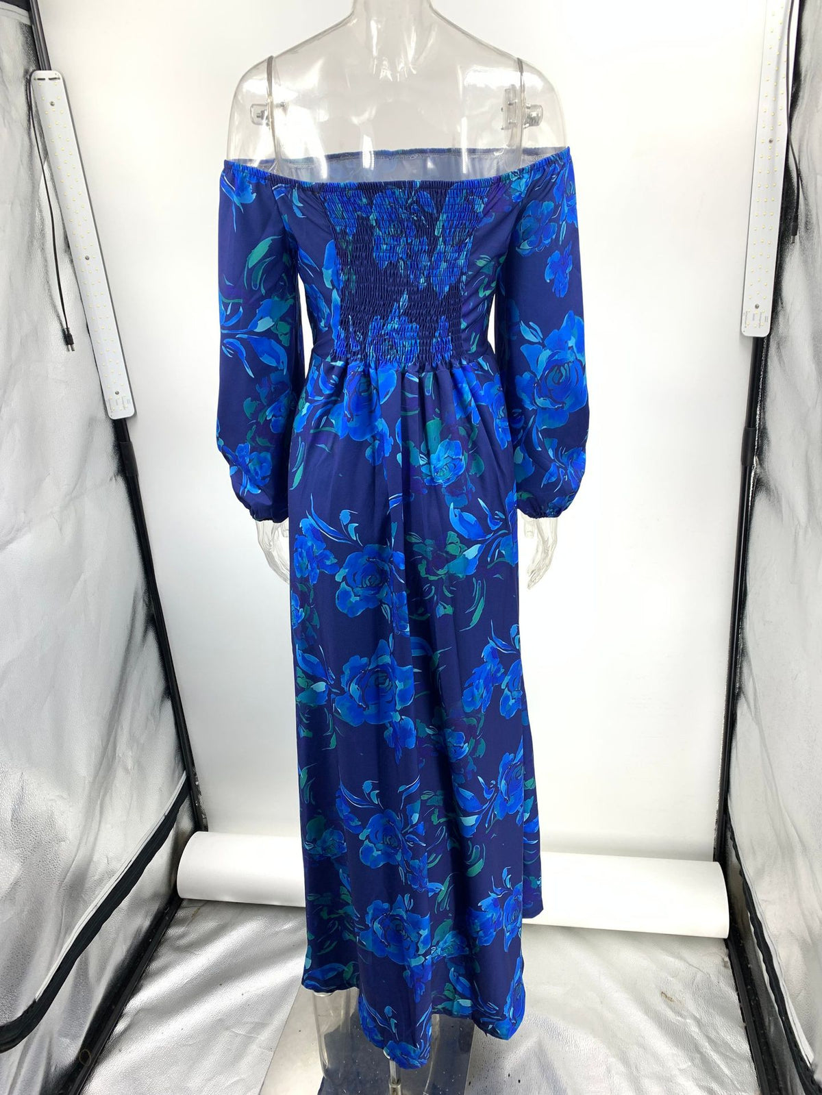 Sexy off Neck Printed Large Swing Maxi Dress