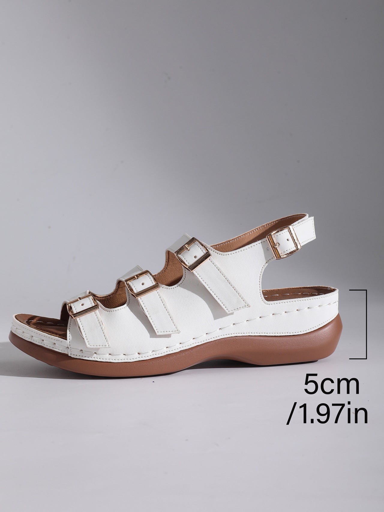 One Word Buckle Platform Sandals Women Buckle Open Toe Beach Sandals