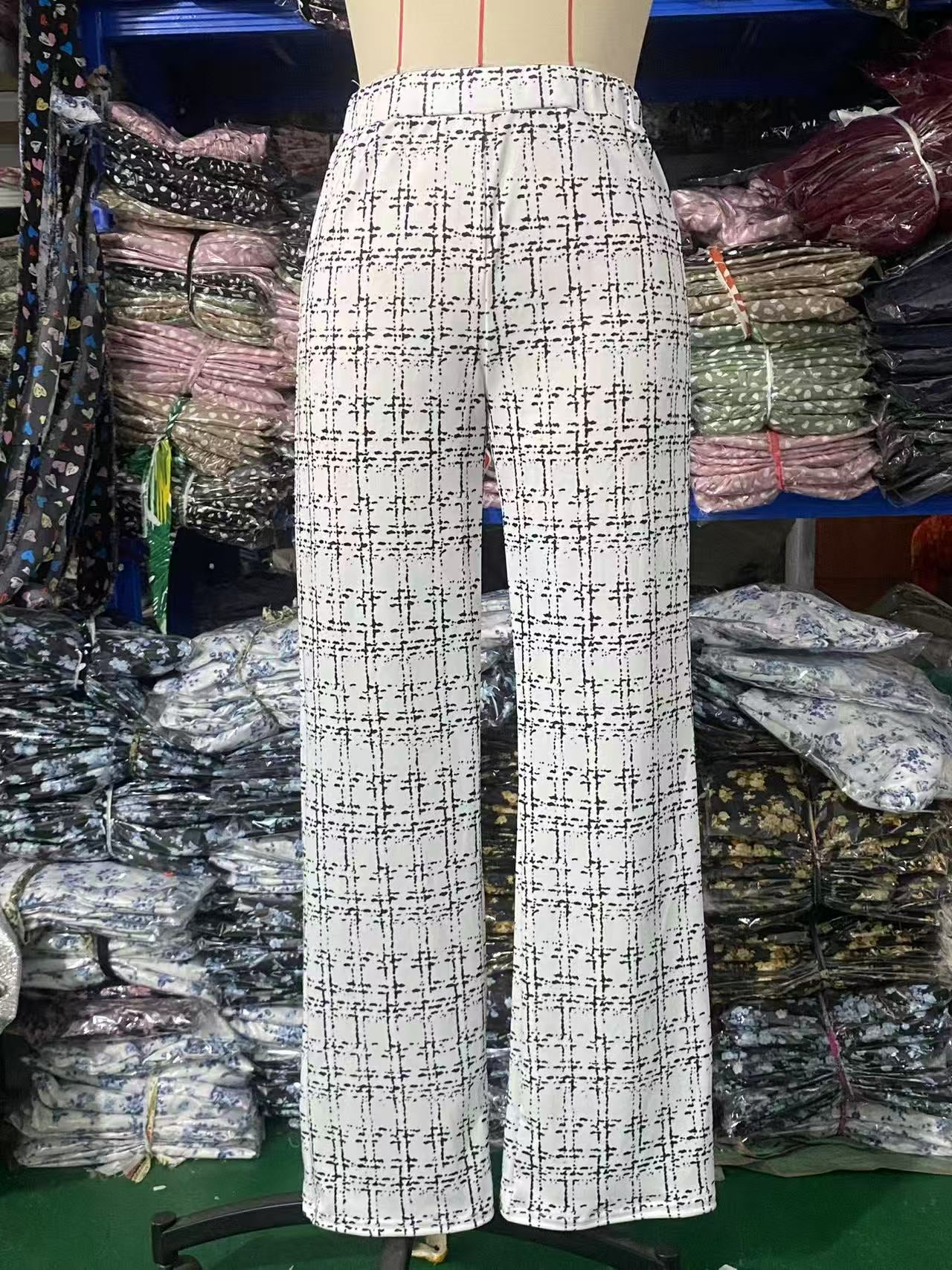Women Plaid High Waist Straight Women Pants All Match Slimming Draped Casual Pants