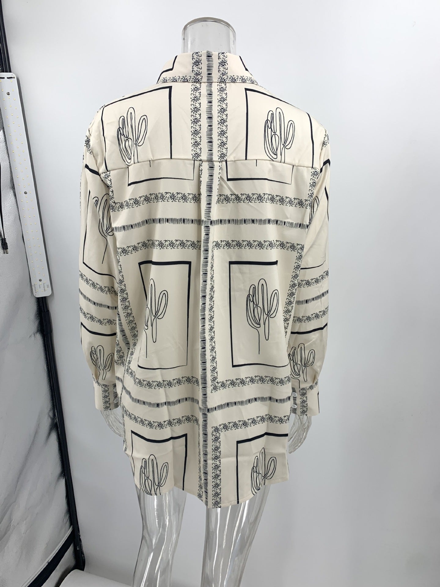 Printed Long Sleeved Shirt Trousers Two Piece Suit Home Wear