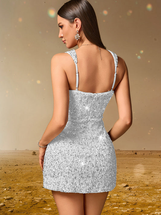 Sexy Sequined Cami Dress Women Clothing Birthday Party Dress