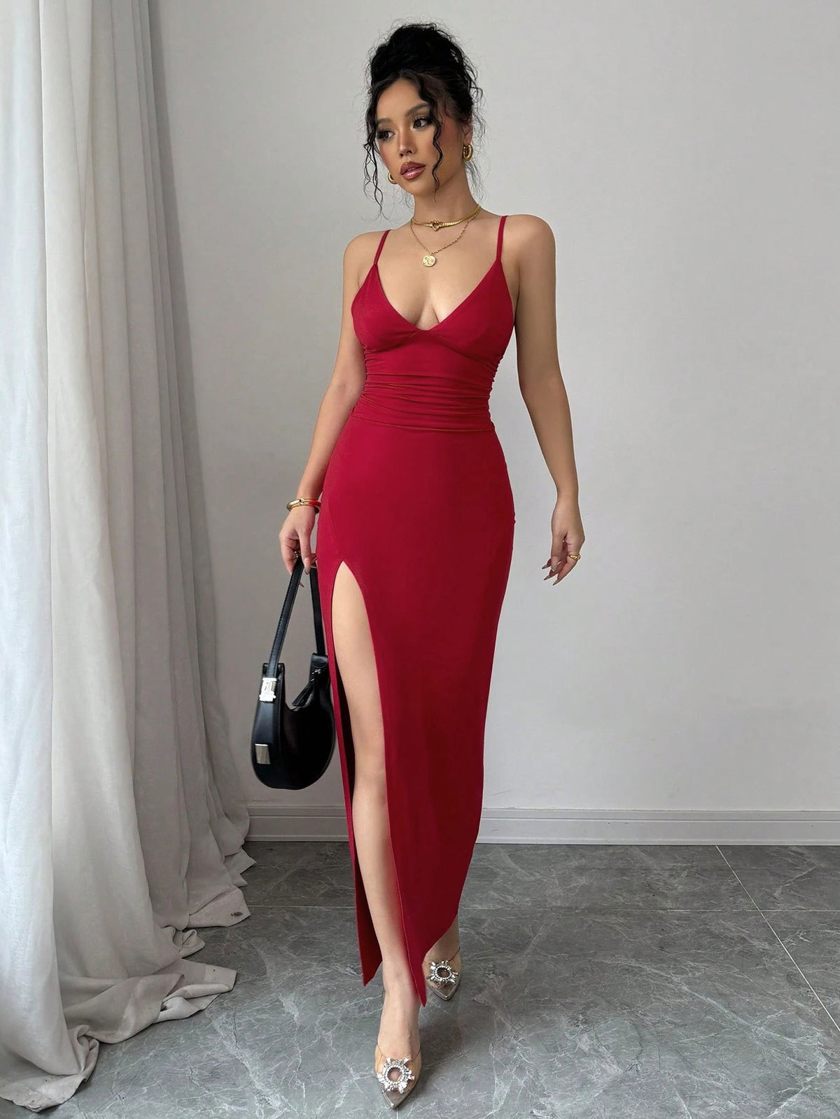 Sexy Slim Fit Slit Summer Suspender One Step Dress