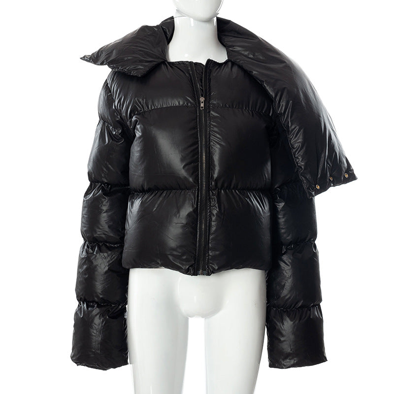 Women Wear Winter Thick Snap on Scarf Coat Warm Keeping Cotton Clothing Bread Coat
