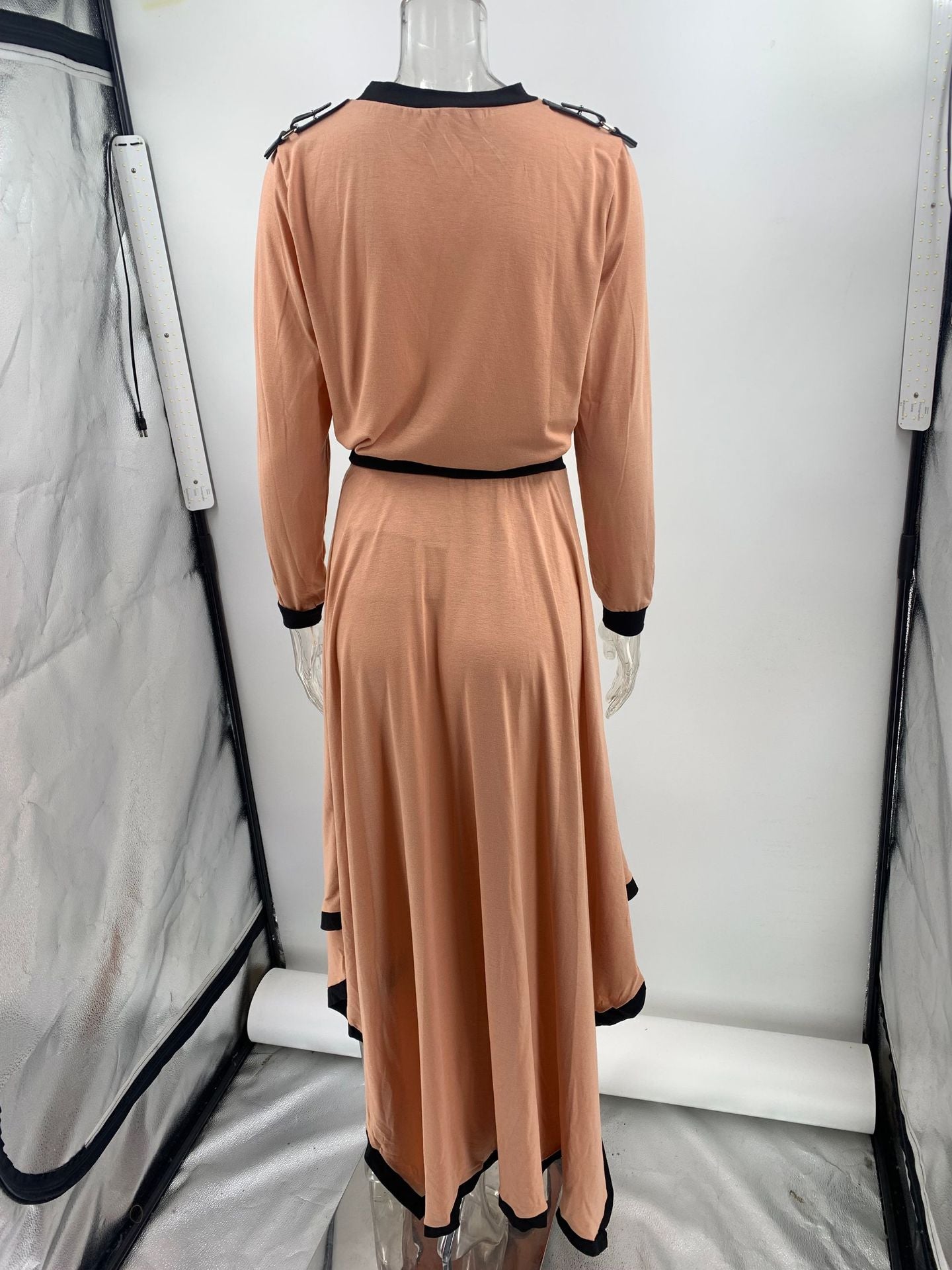 Spring Autumn Long Sleeve Irregular Asymmetric Solid Skirt Two Piece Set