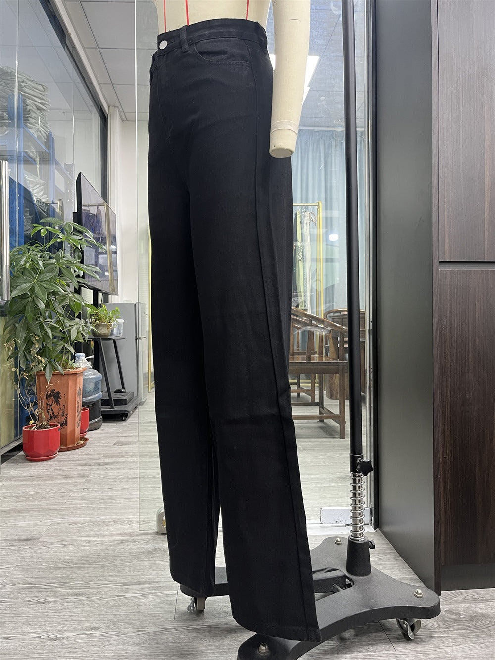 Black High Waist Straight All Matching Loose Denim Trousers Women Jeans