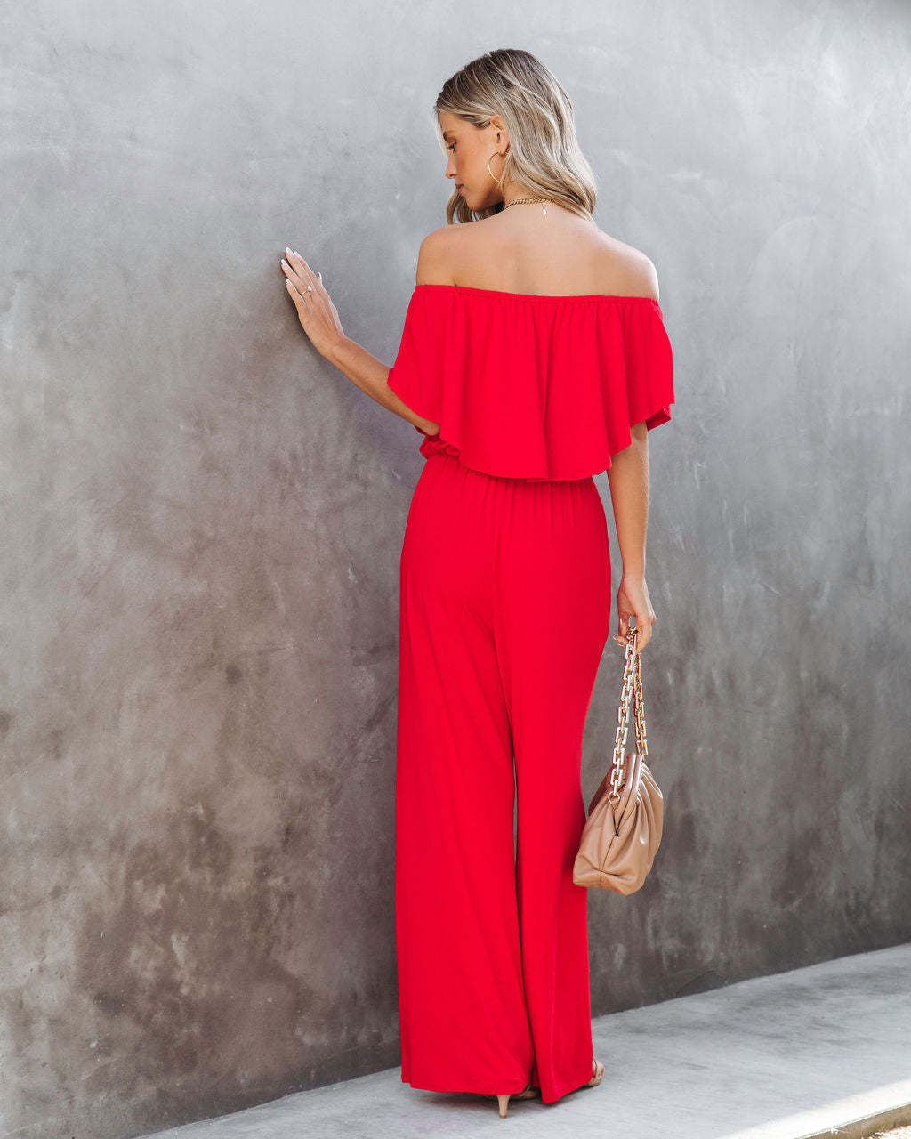 Spring Summer Women Clothing Off Shoulder Elegant Shoulder Baring Jumpsuit