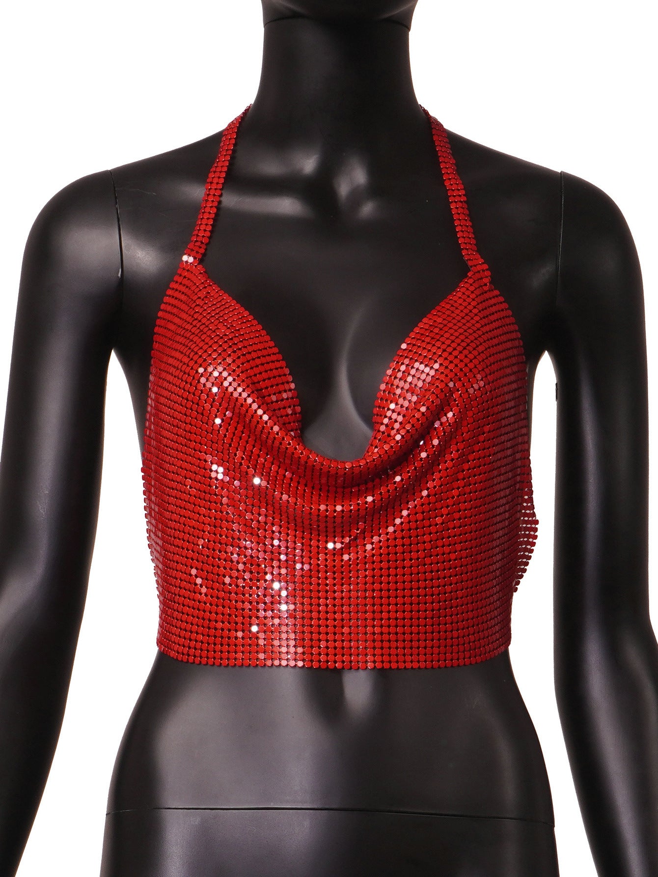 Fall Sexy Solid Color Metal Hollow Out Cutout Sling Women Top