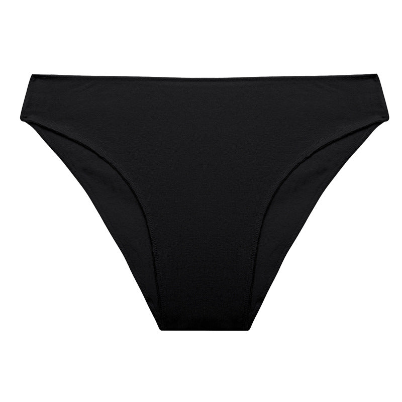 Women Briefs Basic Solid Color Cotton Underwear High Slit Comfortable T-Back