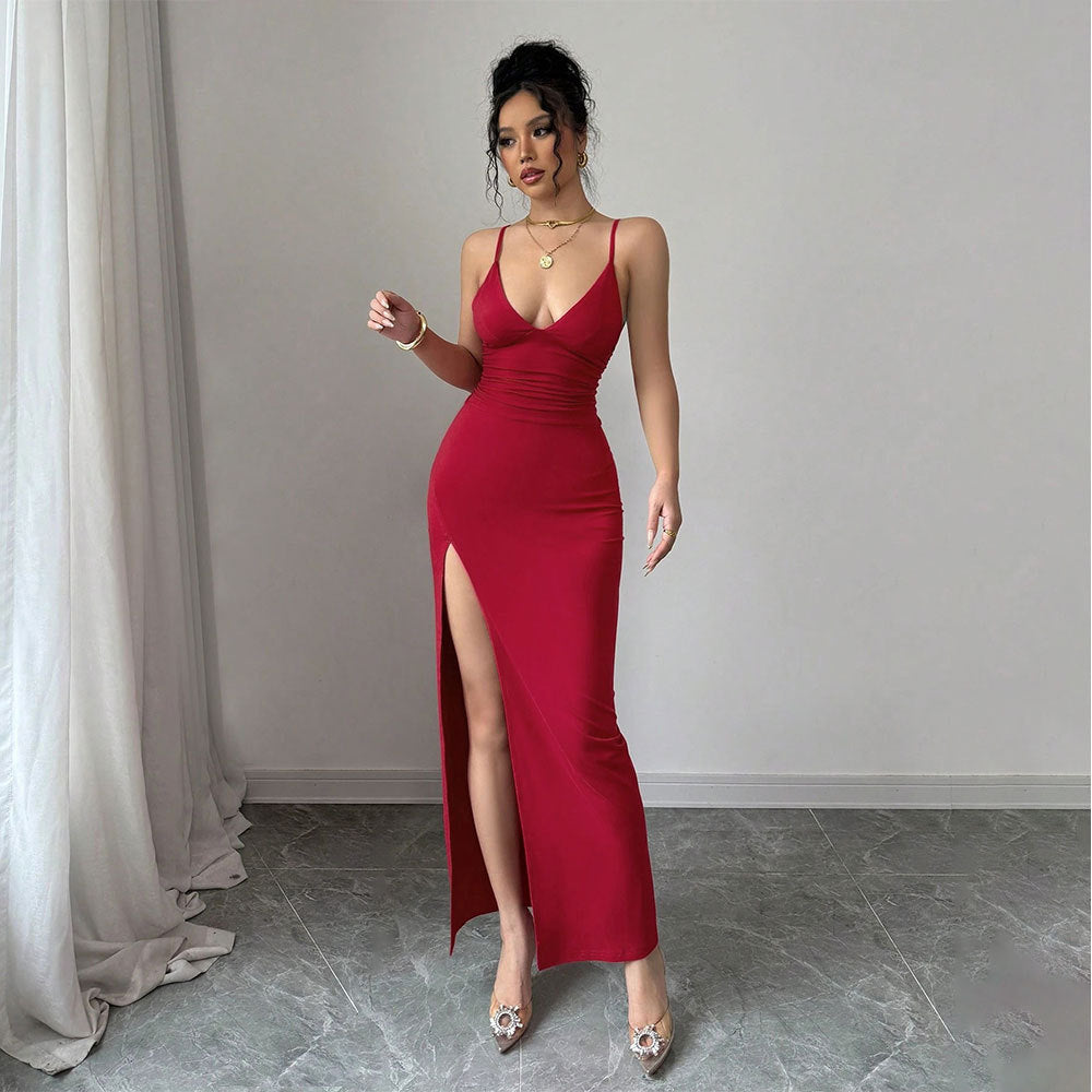 Sexy Slim Fit Slit Summer Suspender One Step Dress