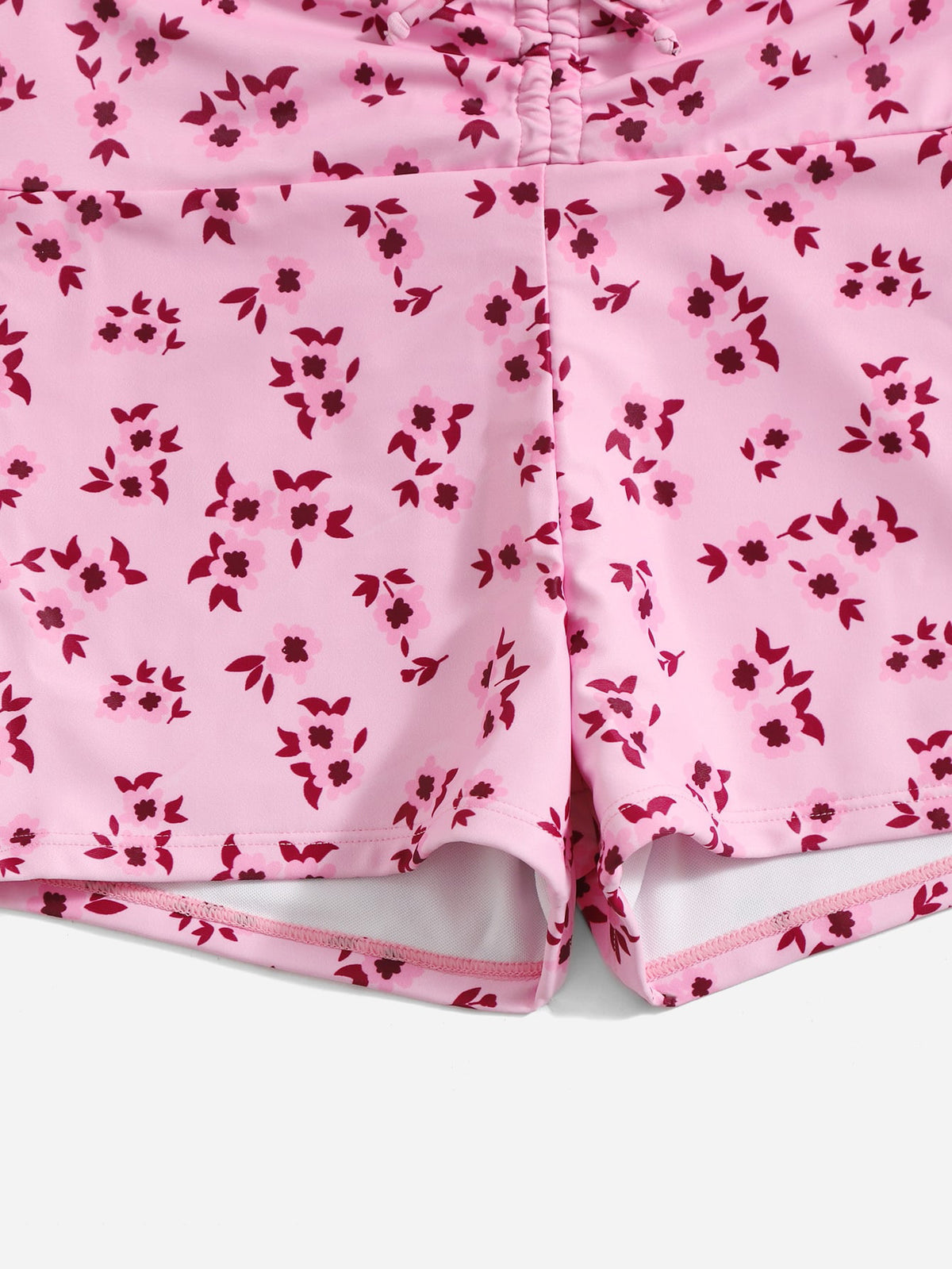 Swimsuit Women Split High Waist Boxer Floral Print Swimsuit