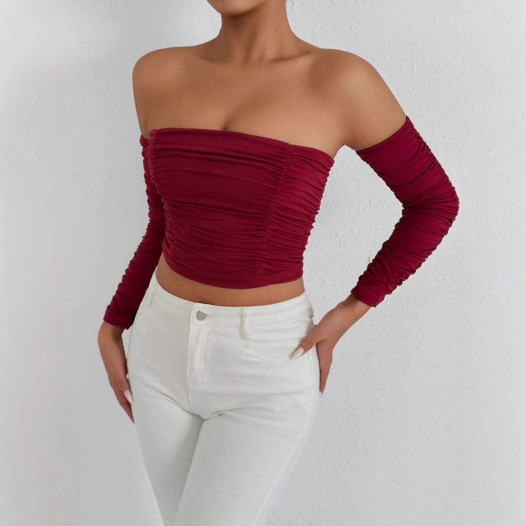 Sexy off Shoulder Top Summer Women Clothing Detachable Raglan Sleeve Top