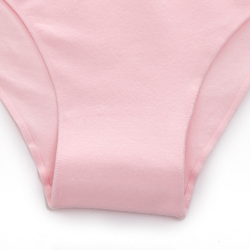 Women Briefs Basic Solid Color Cotton Underwear High Slit Comfortable T-Back