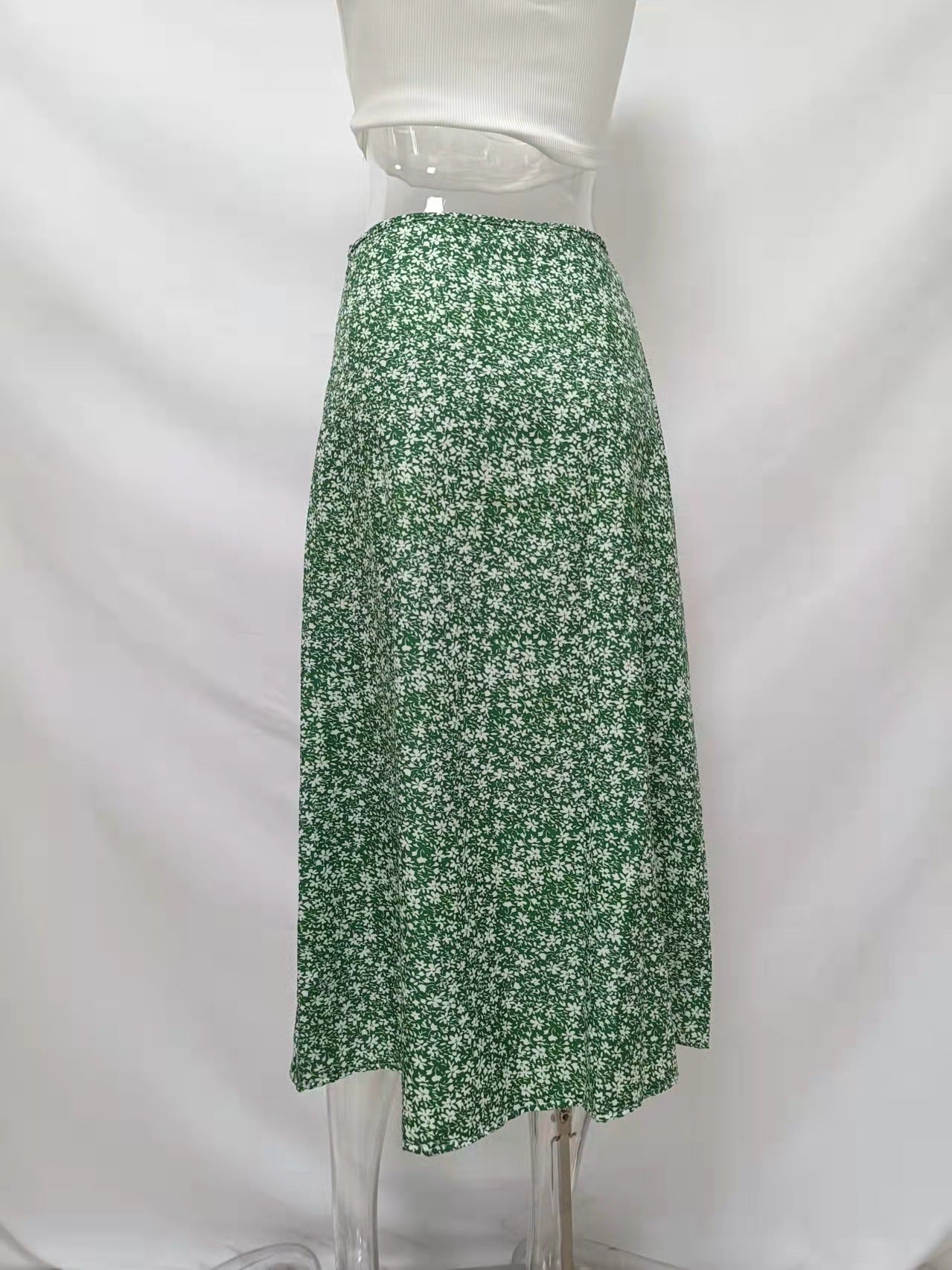 Summer Floral Skirt Split A- line Sheath Mid-Waist Skirt