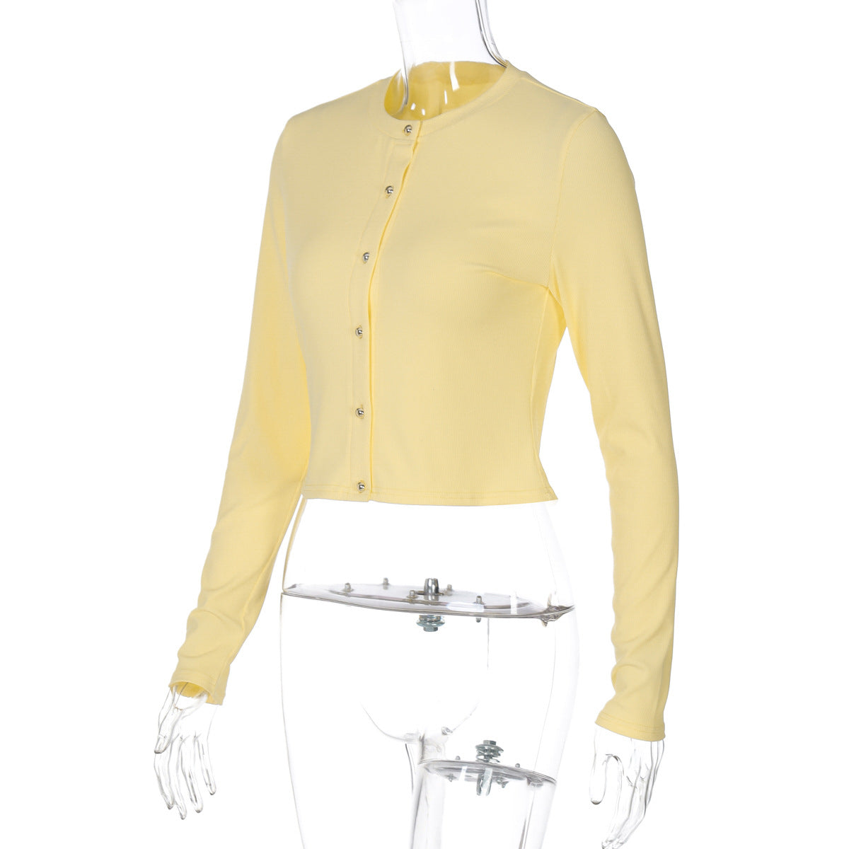 Best Seller in Women Clothing Summer Street Shooting Cardigan Button Solid Color Slim Fit Long Sleeves Top