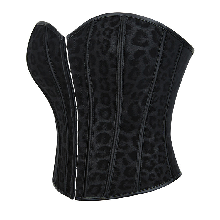 Black Faux Leather Single Breasted Women Tube Top Breasts Support Push up Court Body Shaping Top